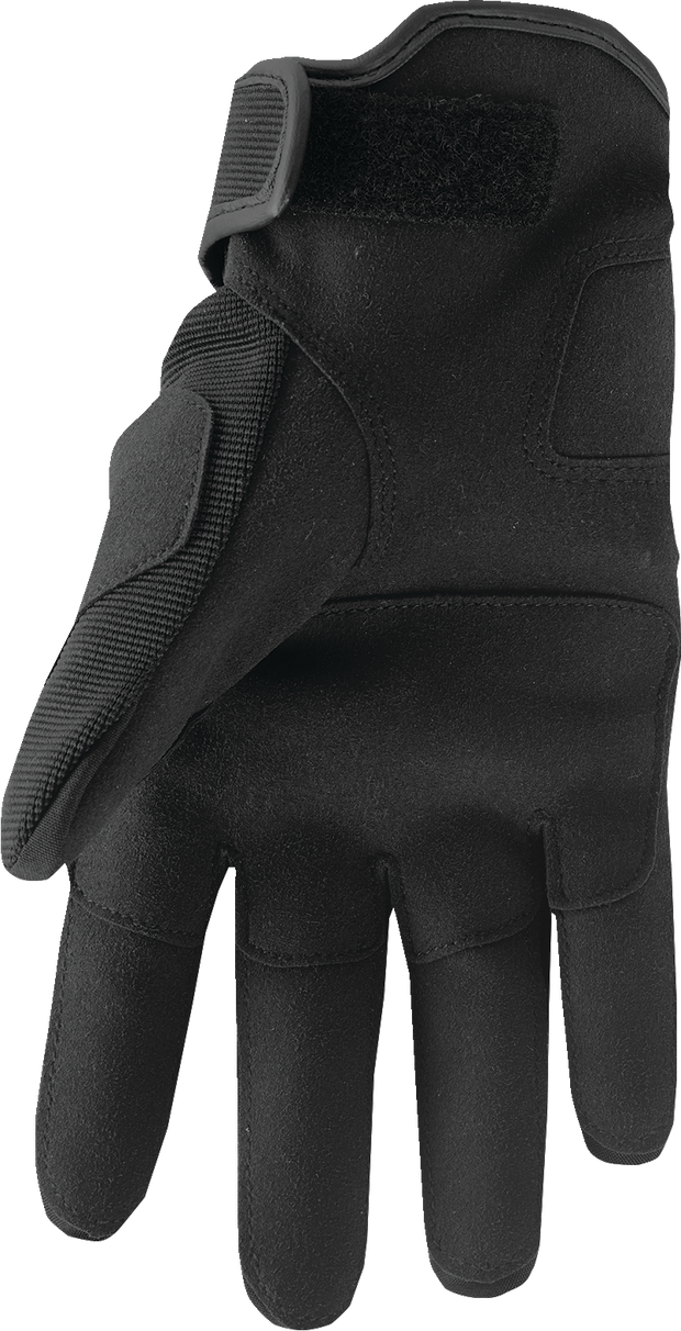 Black THOR Range Gloves in small size, showing durable design and textured grip for motorcycle riding.