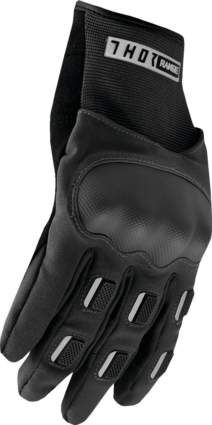 Black THOR Range Gloves in small size, showing the protective glove with padded palms and adjustable wrist strap.