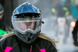 Z1R Range 2.0 Snow Helmet in black, electric full face snow helmet with dual pane visor, adult XS size, front view.