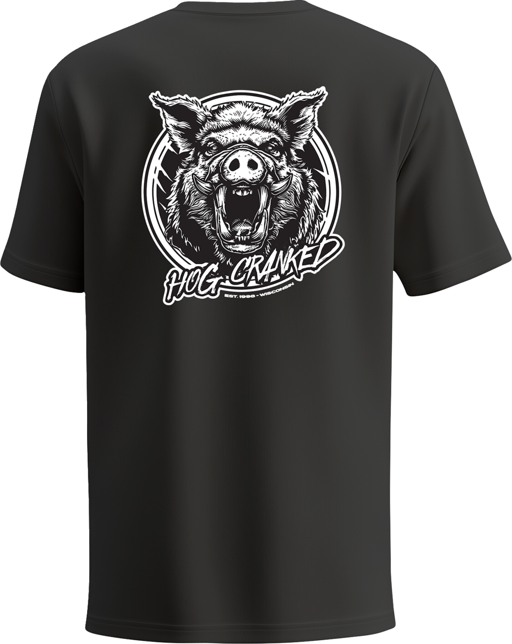 Black Z1R Hog Cranked T-Shirt in medium size, casual apparel with graphic design, perfect for everyday wear.