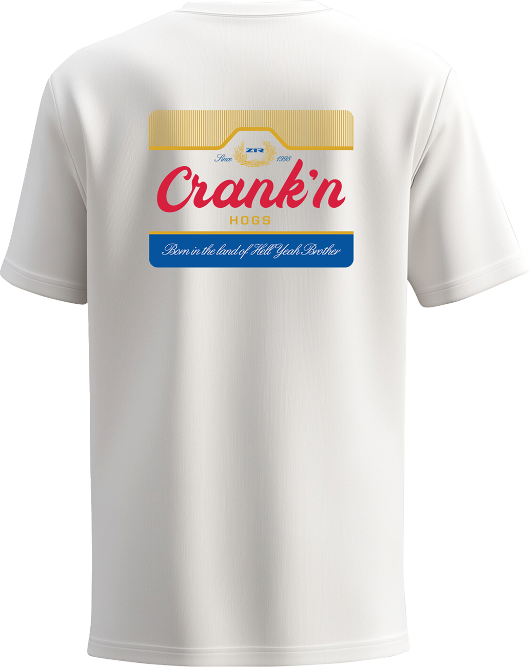 White Z1R Hogs Crank'n T-Shirt in small size, casual apparel with graphic design on front, comfortable cotton fabric.
