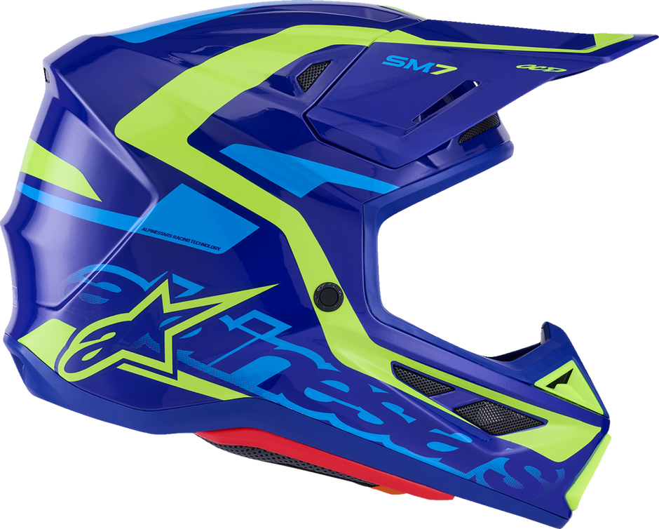 ALPINESTARS SM7 Helmet - Deed - Gloss Blue/Yellow Fluo - Large 8302426-7253-L