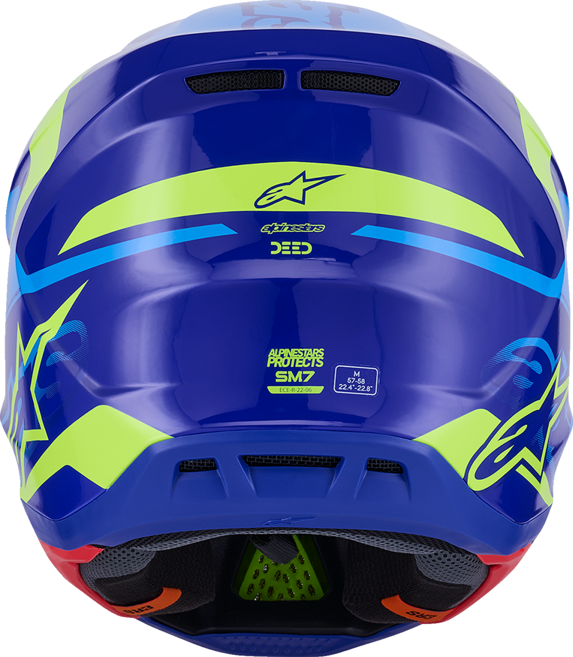 ALPINESTARS SM7 Helmet - Deed - Gloss Blue/Yellow Fluo - Large 8302426-7253-L