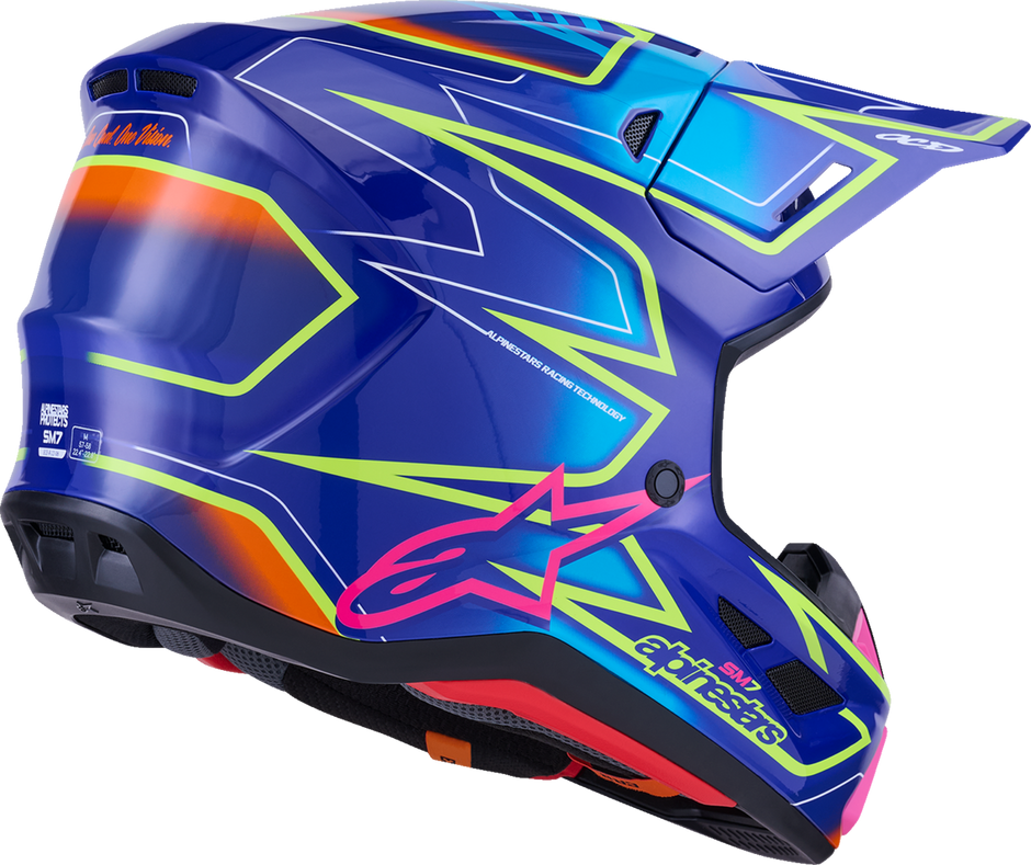 ALPINESTARS SM7 Helmet - Cast - Gloss/Blue/Pink/Yellow Fluo - Small 8302626-7254-S