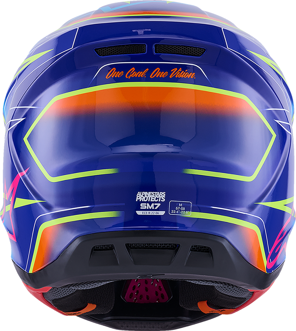 ALPINESTARS SM7 Helmet - Cast - Gloss/Blue/Pink/Yellow Fluo - Small 8302626-7254-S