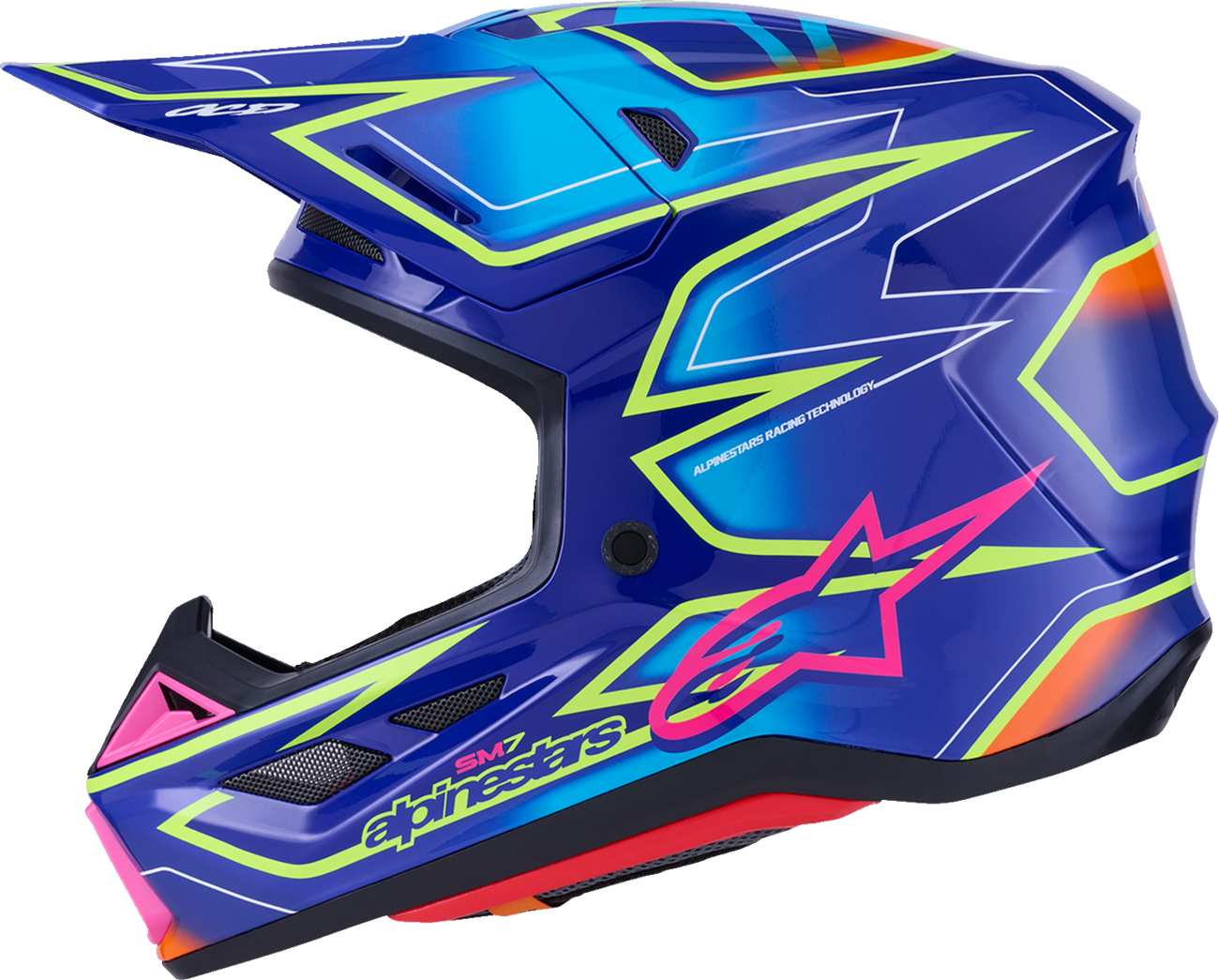 ALPINESTARS SM7 Helmet - Cast - Gloss/Blue/Pink/Yellow Fluo - Small 8302626-7254-S