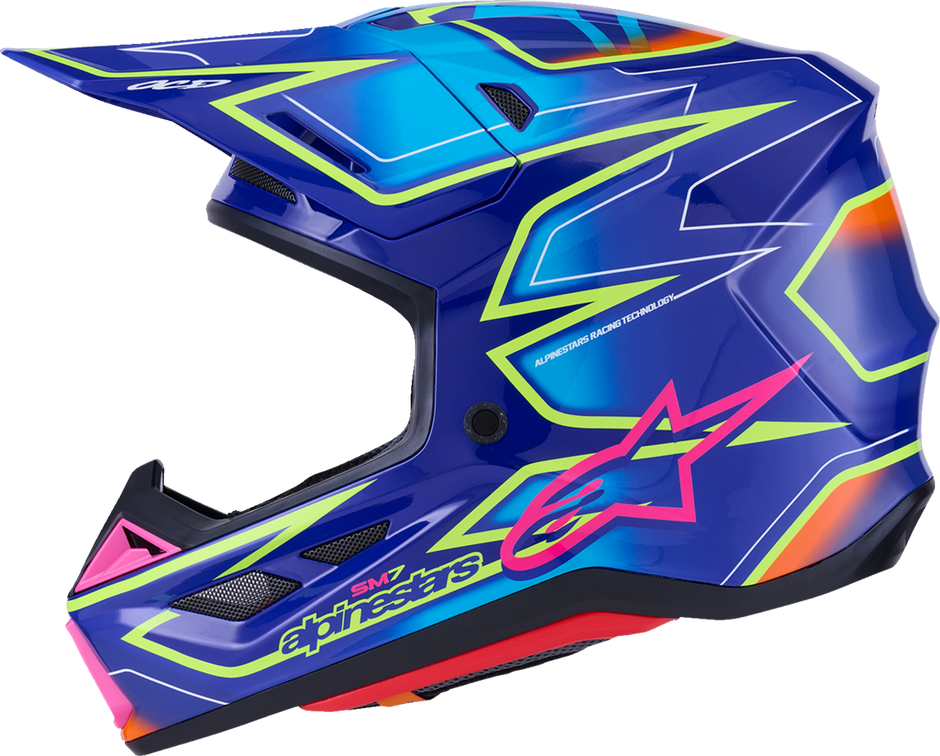 ALPINESTARS SM7 Helmet - Cast - Gloss/Blue/Pink/Yellow Fluo - Small 8302626-7254-S