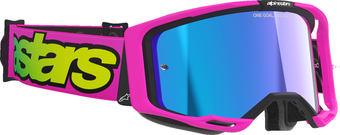ALPINESTARS GOGGLES Vision 8 Goggle - Vista - Pink Fluo/Yellow Fluo - Blue Mirror Lens 5100426-3159