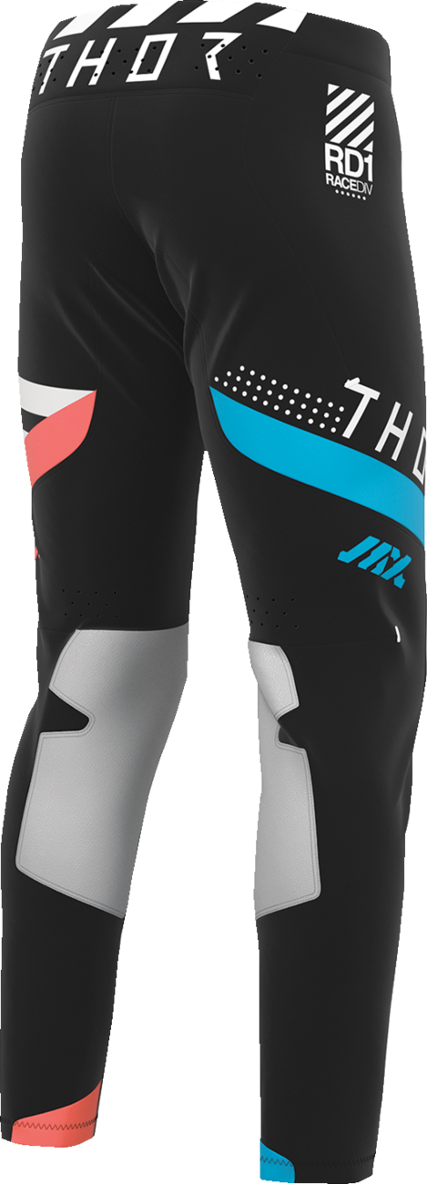 Black THOR Sportmode Synth Pants for off-road ATV riding, US size 33, featuring durable, sporty motorcycle-style design.