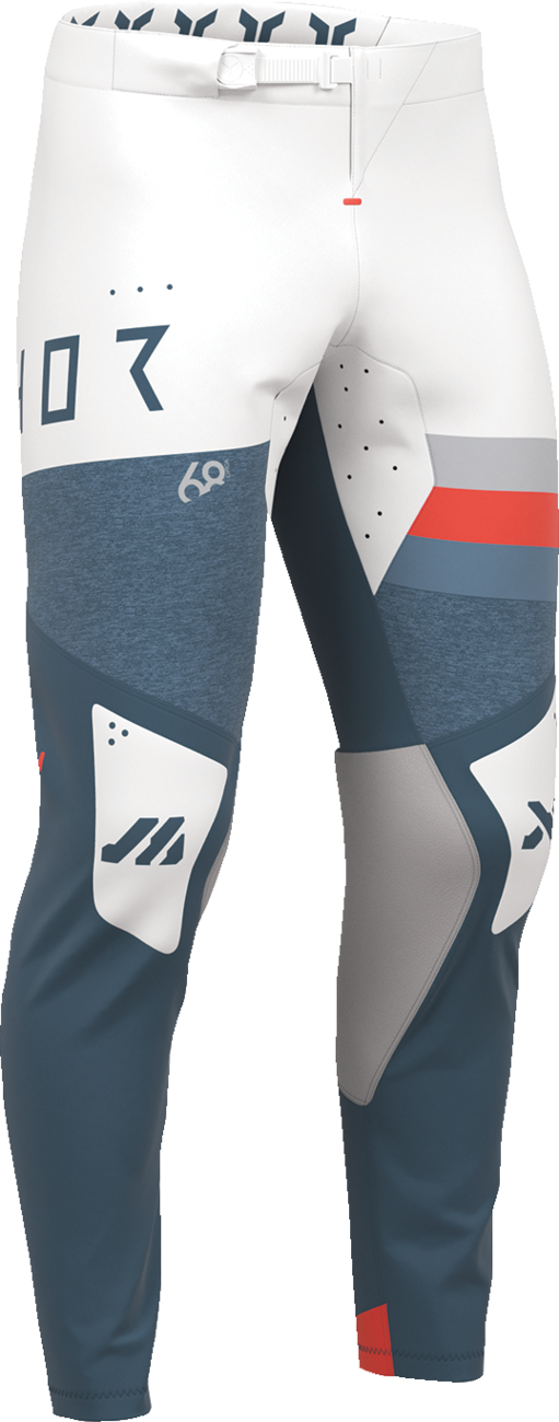 THOR Sportmode League Pants for offroad ATV riding, blue and white, US size 32, durable motocross apparel.