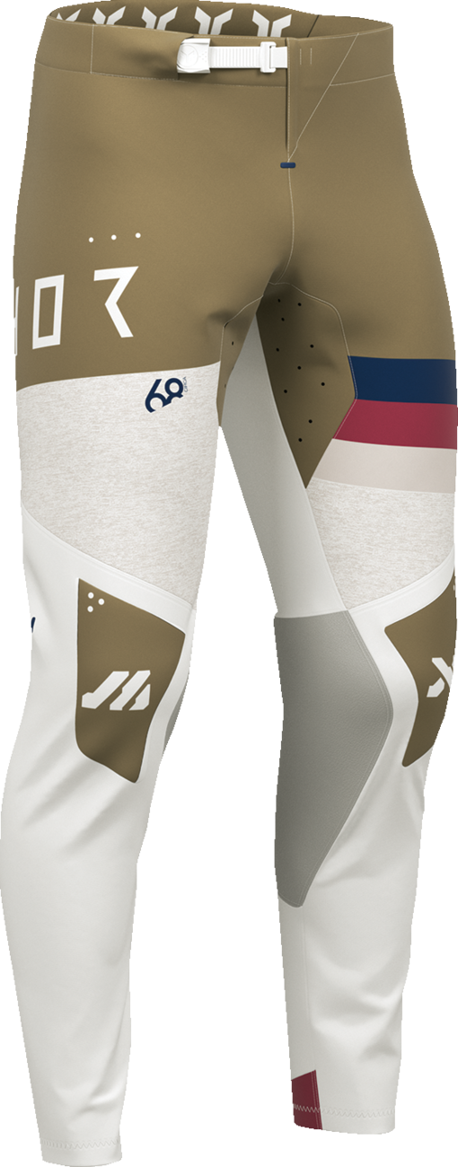 THOR Sportmode League offroad ATV pants in white and copper, US size 32, with durable fabric and sporty design.