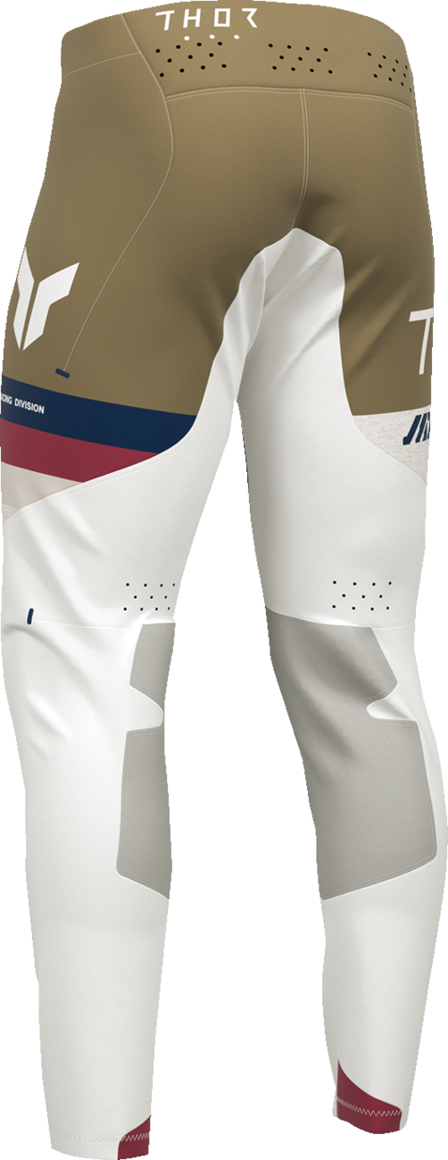 White and copper THOR Sportmode League ATV pants in US size 32, offroad ATV apparel with durable fabric and sporty design.