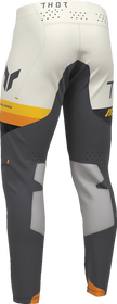 THOR Sportmode League offroad ATV pants in charcoal and vintage white, US 33 size, with reinforced knee areas and adjustable waistband.