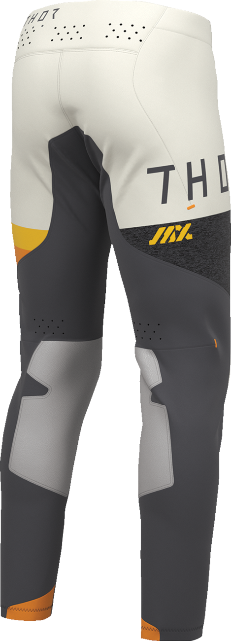 THOR Sportmode League Offroad ATV Pants in charcoal and vintage white, US size 33, with durable fabric and sporty design.