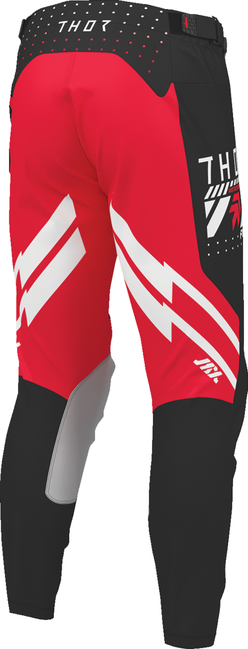 THOR Launchmode Futura ATV pants in black and red, US 40, designed for off-road motorcycle riding, with reinforced knee protection.