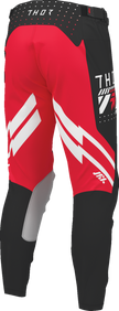 THOR Launchmode Futura ATV pants in black and red, US 40, designed for off-road motorcycle riding, with reinforced knee protection.
