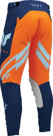 THOR Launchmode Futura Pants in navy and orange, offroad ATV riding pants, US size 28, durable motocross apparel.