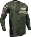 Black and camo THOR Launchmode bleach jersey for offroad ATV riding, small size, featuring durable fabric and bold design.