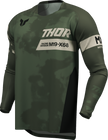 Black and camo THOR Launchmode bleach jersey, offroad ATV apparel, size small, with bold graphic design and breathable fabric.