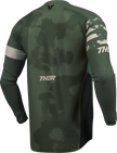 Black and camo THOR Launchmode bleach jersey for offroad ATV riding, size small, featuring durable fabric and off-road style.