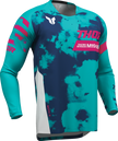 THOR Launchmode bleach jersey for offroad ATV riding, white and aqua, 2XL size, durable motocross apparel with bold design
