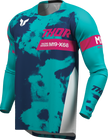 THOR Launchmode bleach jersey in white and aqua, 2XL, offroad ATV apparel, featuring breathable fabric and sporty design.