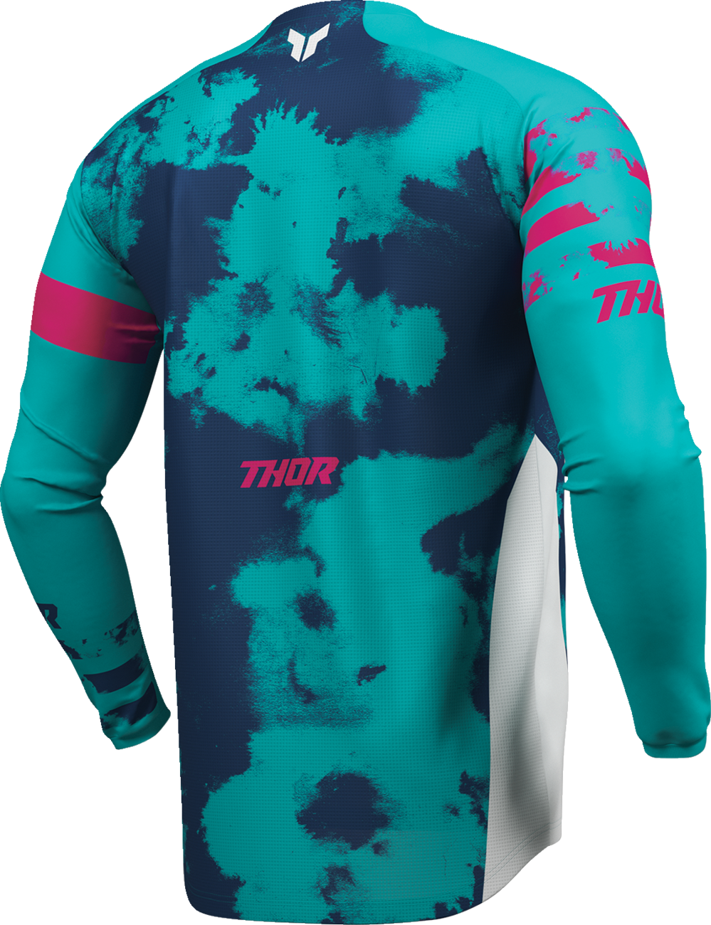 THOR Launchmode bleach jersey in white and aqua, 2XL, offroad ATV apparel with bold color design and breathable fabric.