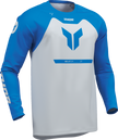 Blue THOR Ridemode Menace ATV jersey for men, offroad motocross apparel, medium size, lightweight and breathable fabric.