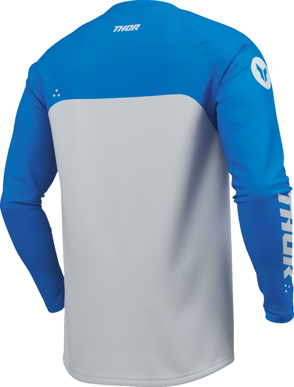 Blue THOR Ridemode Menace men's offroad ATV jersey, medium size, with bold graphics and breathable fabric.