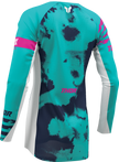 THOR Women's Launchmode Bleach Jersey in white and aqua, offroad ATV apparel, XS size, casual motocross-inspired jersey.