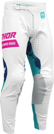 THOR Launchmode bleach pants in white and aqua, offroad ATV apparel, US 32, casual riding gear with durable fabric and distinct design.