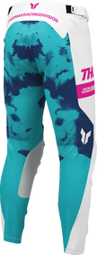 THOR Launchmode bleach pants in white and aqua, offroad ATV apparel, US 32 size, durable motocross riding gear