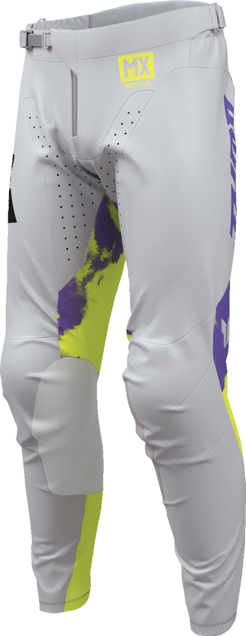 Gray THOR Launchmode bleach pants for off-road ATV riding, US 30, made with durable offroad apparel material.