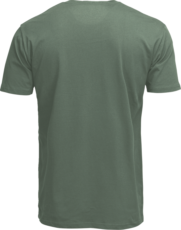 Olive THOR Converge T-Shirt in XL, casual men's apparel, front view showcasing the THOR logo design and fabric texture.