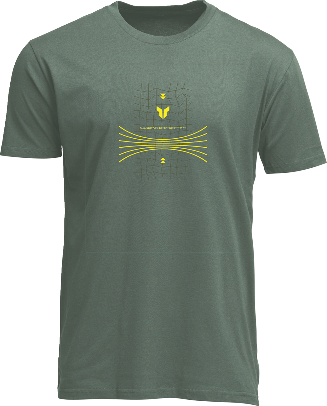 Olive THOR Warp T-shirt in large size, casual apparel with a comfortable fit and stylish design.