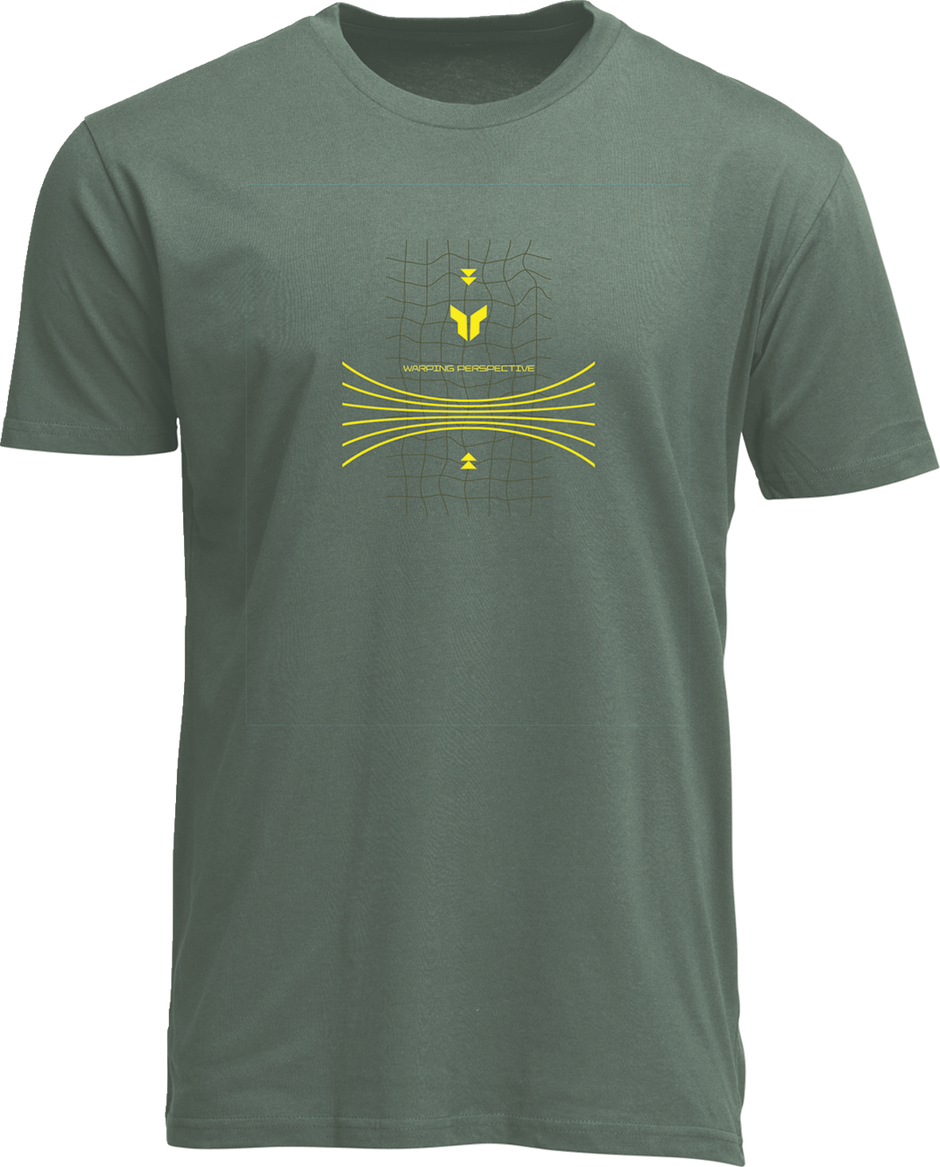 Olive THOR Warp T-shirt in large size, casual apparel with a comfortable fit and stylish design.