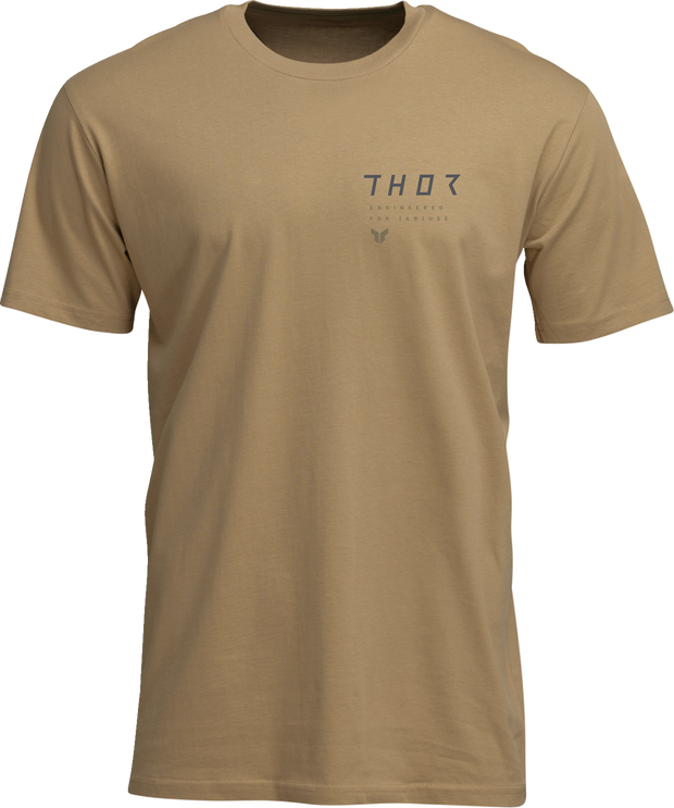THOR Stamp T-Shirt in caramel color, small size, casual men's apparel, featuring a printed graphic design.