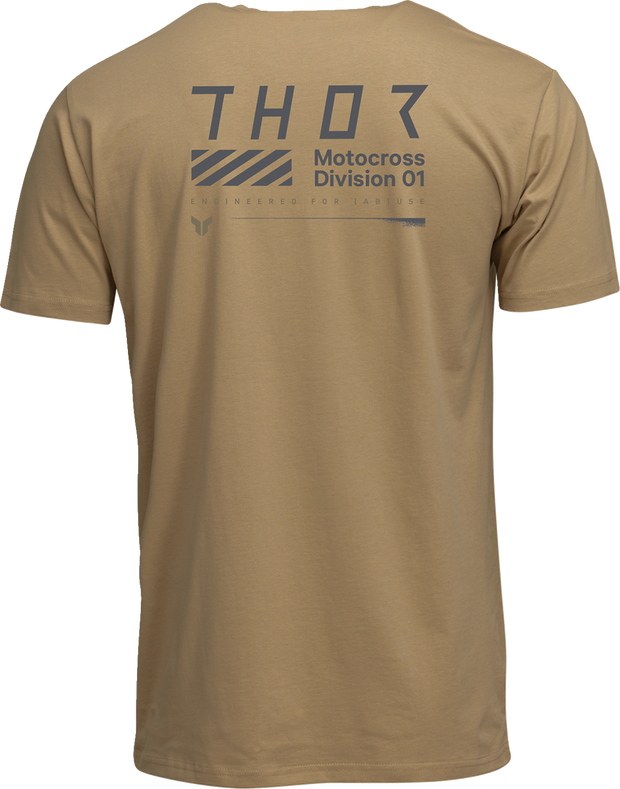 THOR Stamp T-Shirt in caramel color, small size, casual men's apparel with graphic print on front.