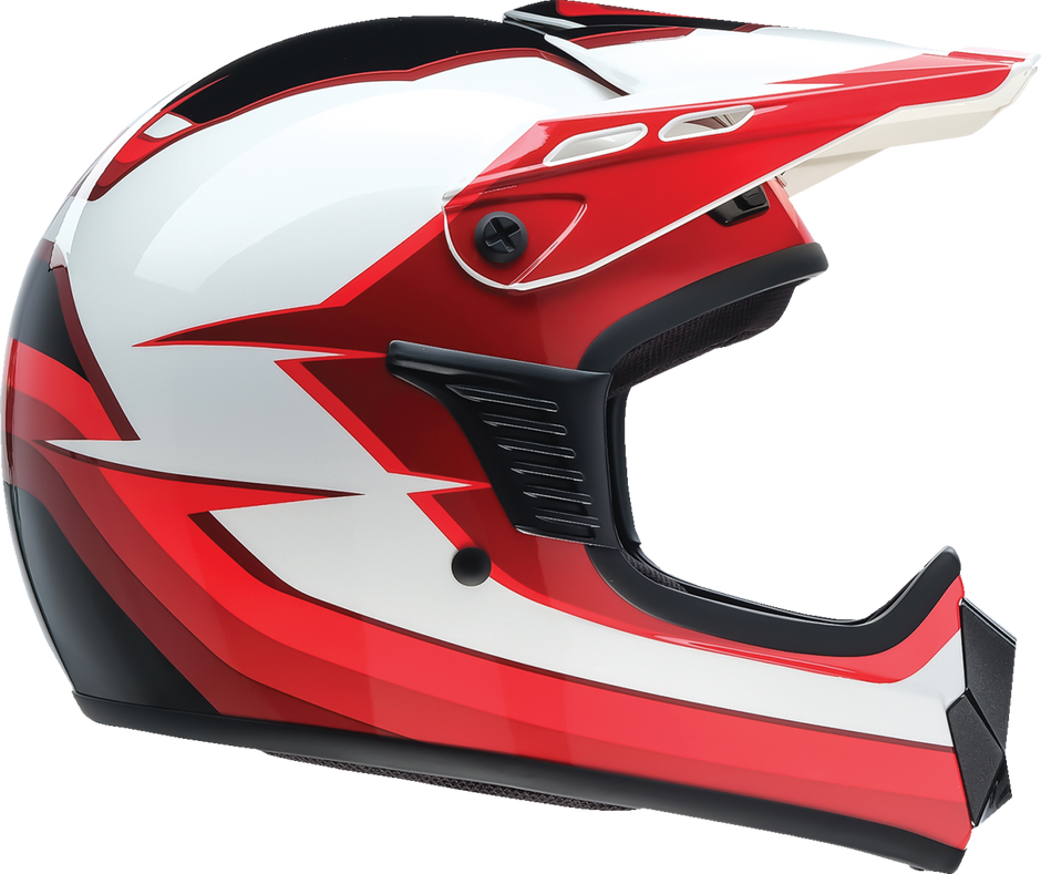 Z1R Youth Dirt Maxx helmet in red and white, full face offroad helmet for children, size large, with Vortex design.