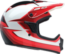 Z1R Youth Dirt Maxx helmet in red and white, full face offroad helmet for children, size large, with Vortex design.
