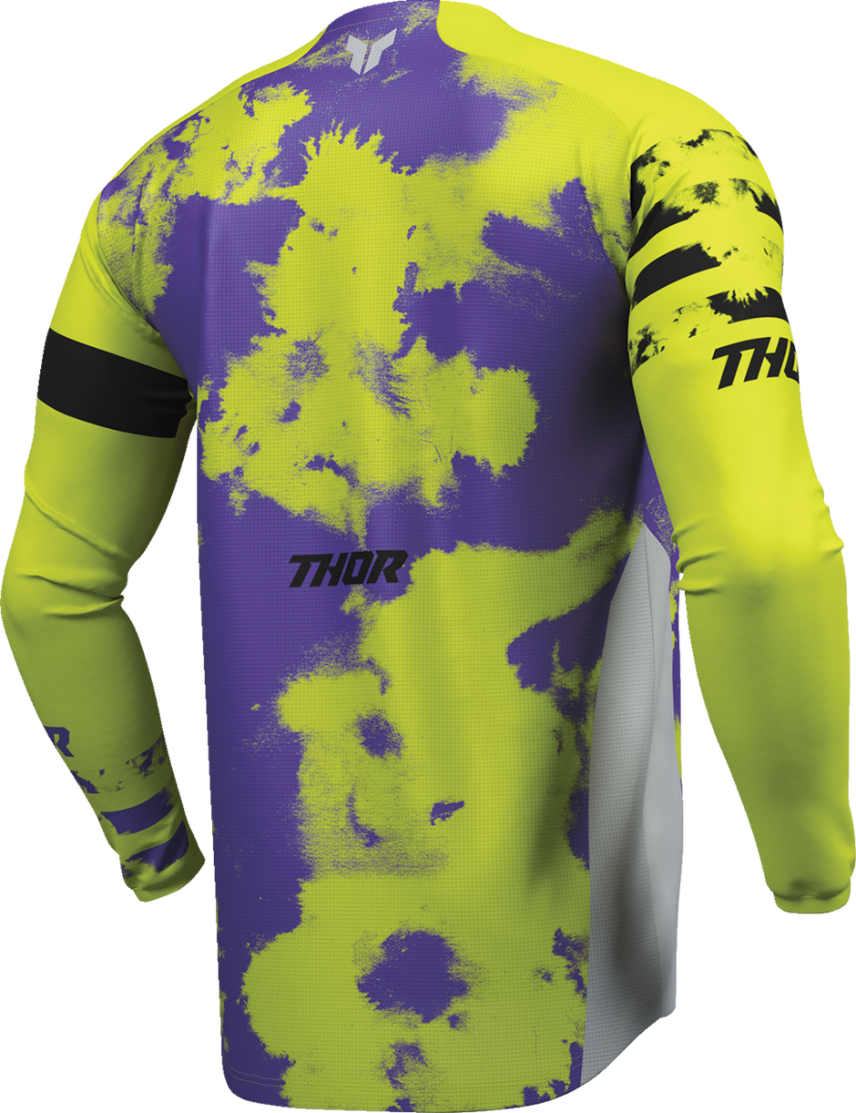 Gray Thor Launchmode bleach jersey for offroad ATV riding, small size, with bold graphic design and moisture-wicking fabric.