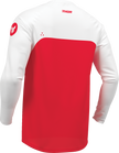 Red THOR Ridemode Menace ATV jersey in medium size, featuring offroad motocross design and breathable fabric.