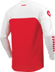 Red THOR Ridemode Menace ATV jersey in medium size, featuring offroad motocross apparel design and branding.