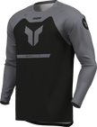 Black THOR Ridemode Menace ATV jersey in small size, featuring offroad riding design and breathable fabric.