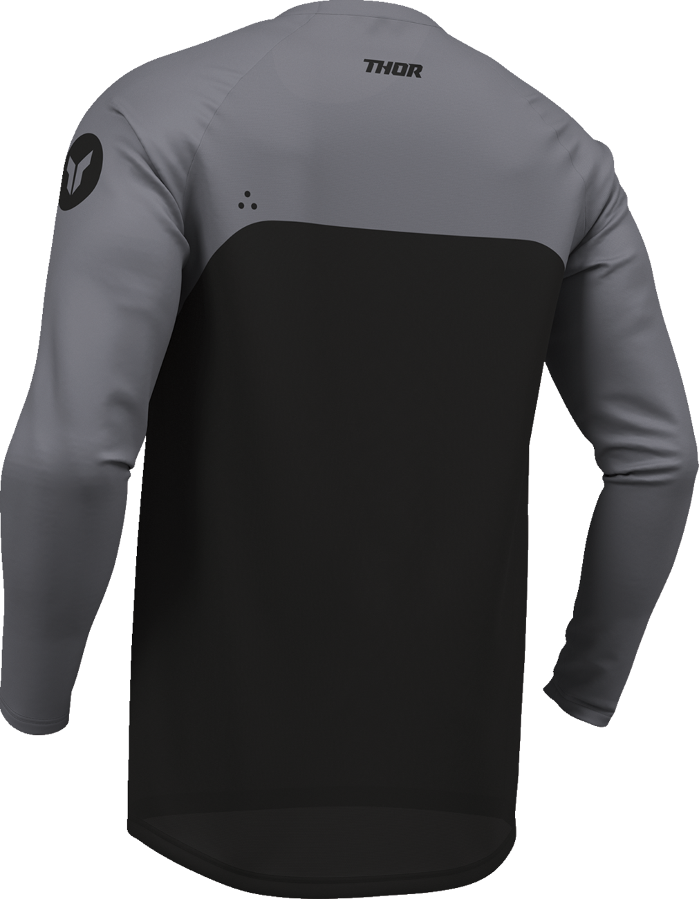 Black THOR Ridemode Menace men's ATV jersey with offroad design, size small, featuring breathable fabric and bold graphics.