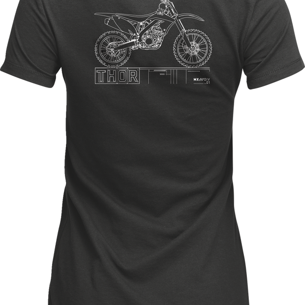 THOR Women's Blueprint T-Shirt - Charcoal - Small 3031-4322