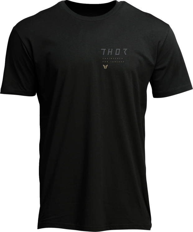 Black THOR Stamp T-Shirt in Small size, casual apparel featuring bold graphic design on front.