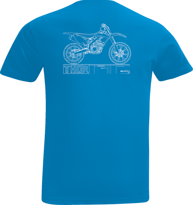 Toddler THOR Blueprint T-shirt in cobalt blue, size 2T, casual apparel with graphic print, perfect for young children.