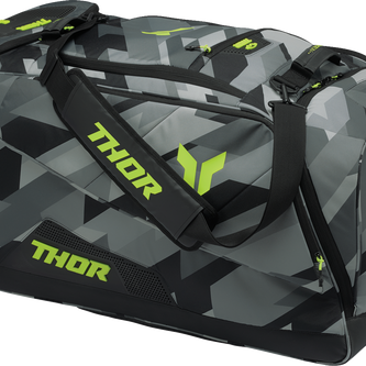 THOR Circuit Bag in camo and acid colors, stylish luggage with multiple compartments, durable design for travel and daily use.