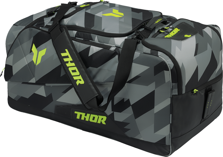 THOR Circuit bag in camo and acid colors, stylish luggage with multiple compartments for travel and storage.